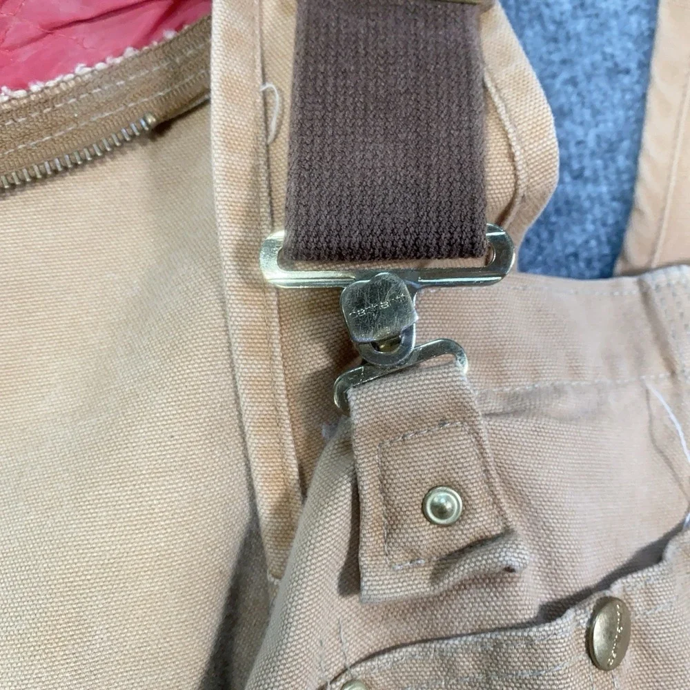 VTG Carhartt Double Knee Quilt Lined Bib Overalls 48x30 Union USA Made Canvas‎